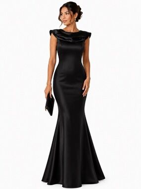 WAYNE CLARK Black Silk Evening Gown